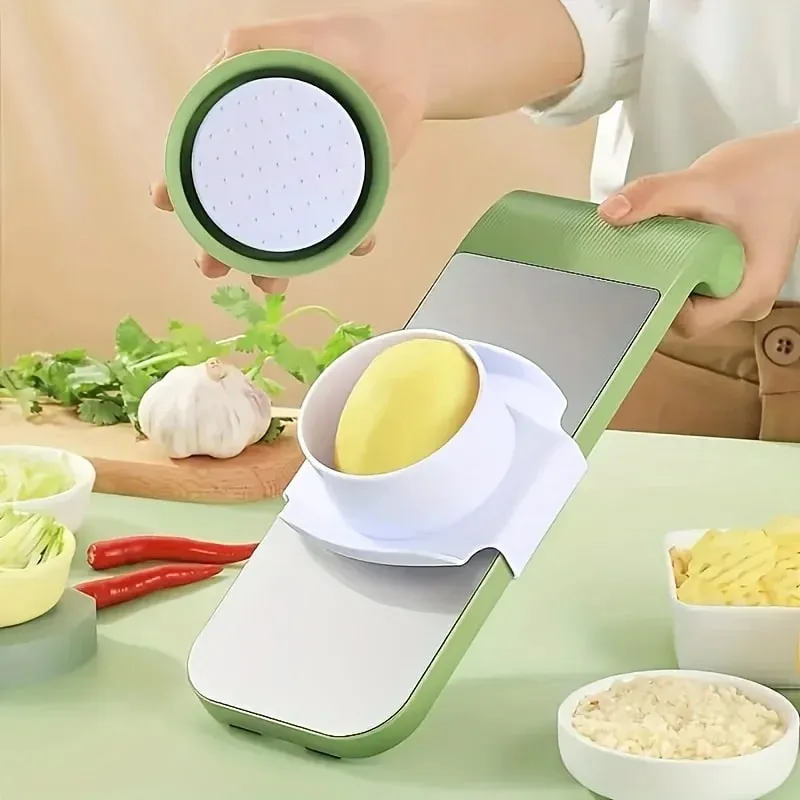 7 pçs de aço inoxidável multi-função cortador vegetal e ralador conjunto com lâminas intercambiáveis ​​manual kit de ferramentas de cozinha