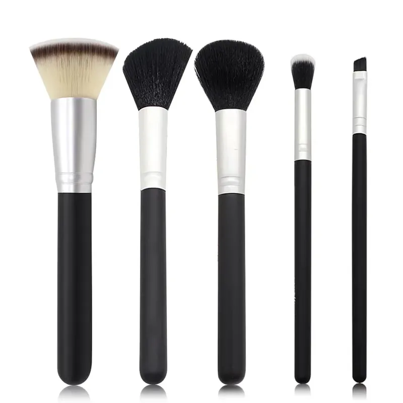 Conjunto de pincéis de maquiagem profissional prateado de 14 peças | Inclui 2 puffs de veludo de pelúcia + 2 esponjas de mistura | Escova Vegan Cruelty-Free Co.