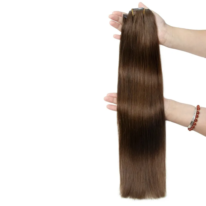 Feminino leve clipe em extensões 7 pçs conjunto invisível fita do plutônio trama injetado plutônio natural cabelo humano 12-24 polegada adicionando comprimento uso — image 8