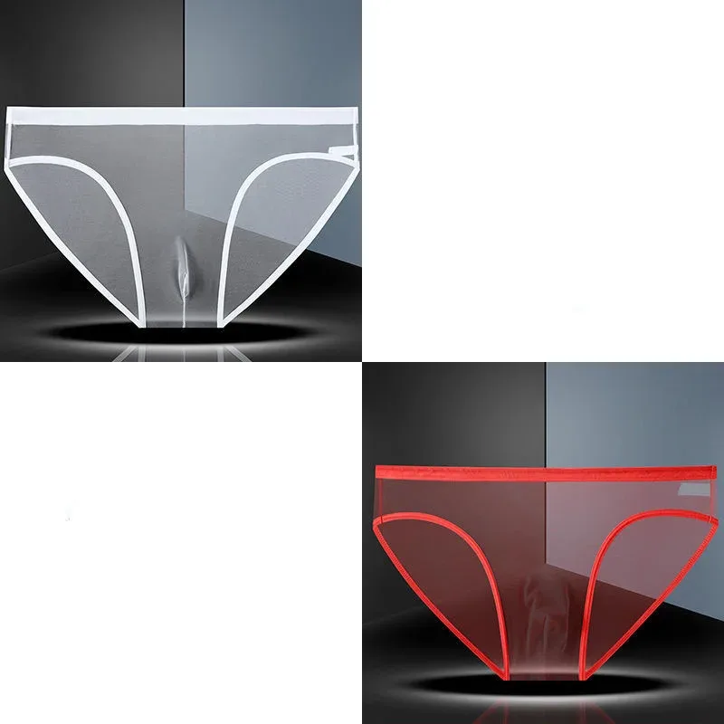 1-2 Pcs Men's Briefs Seamless Transparent Ultra-thin Underpants Breathable Mesh Sexy Male Panties Elastic Underwear Shorts Panty