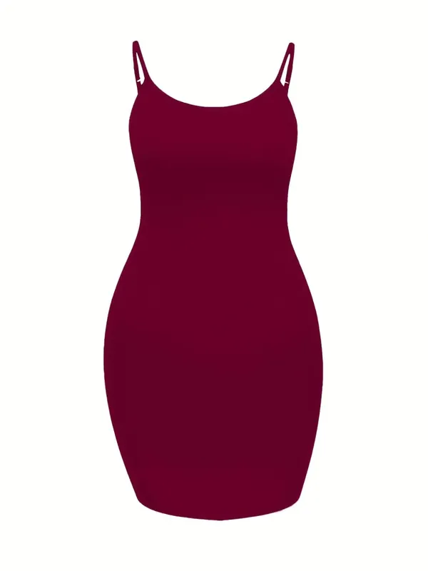 Plus Size Azul Royal Ajustável Alça Spaghetti Bodycon Mini Vestido Cami