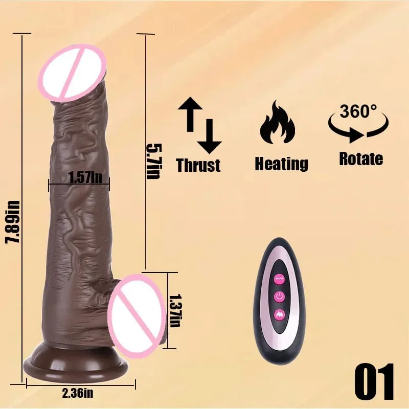 Empurrando preto realista pênis vibrador masculino pau telescópico rotativo aquecimento g ponto clitoral estimulação anal vibrador brinquedo sexual