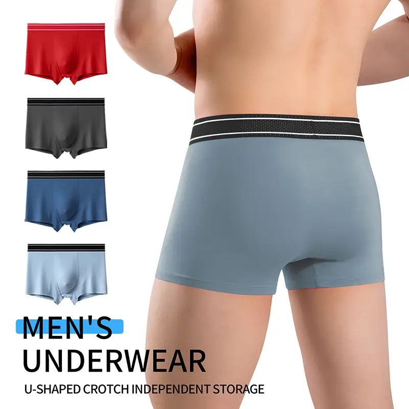 Mens Modal Boxer Shorts Seamless Seperation Bullet Pouch Soft Panties Large Size Breathable Underpants Comfortable Underwear