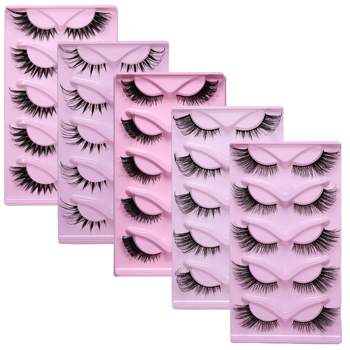 5 pares de cílios postiços de olho de gato, alongamento longo, ondulação, grosso, fofo, confortável, cílios postiços — image 3
