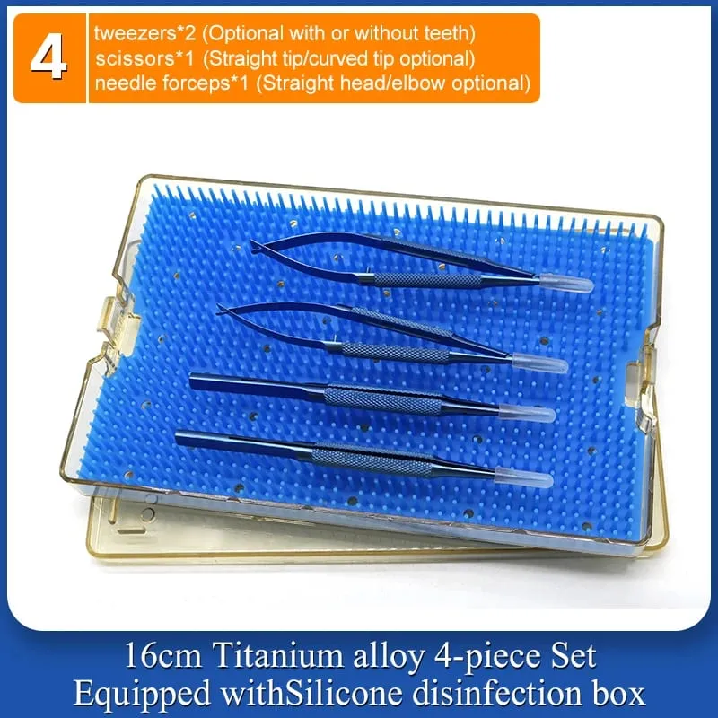 4 Pieces/set Of Ophthalmic Microsurgery Instruments 12/16/18cm Scissors+Needle Holder+tweezers Stainless Steel Surgical Tools