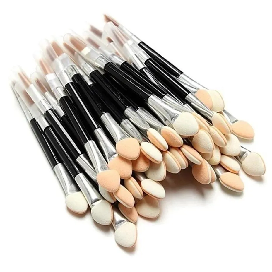 10 Pcs Applicator Double-Ended Cosmetic Brushes Women Makeup Eyeshadow Eyeliner Sponge Lip Brush Set Disposable Makeup Brush
