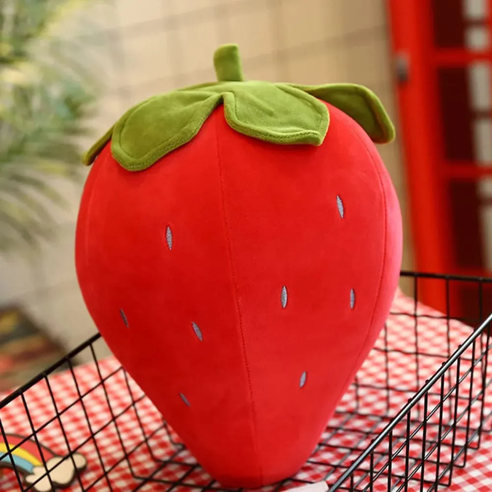 Almofada criativa de morango macio formato de frutas travesseiro bonito decoração de quarto confortável e flexível travesseiro decorativo de morango