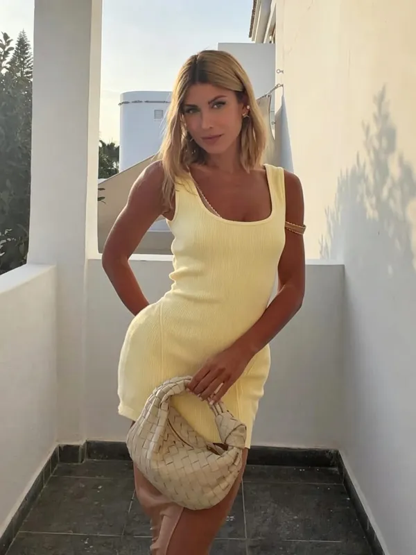 Feminino sólido malha dupla camada vestido conjunto elegante sem mangas u-neck vestido fino 2026 verão feminino festa diário casual street wear