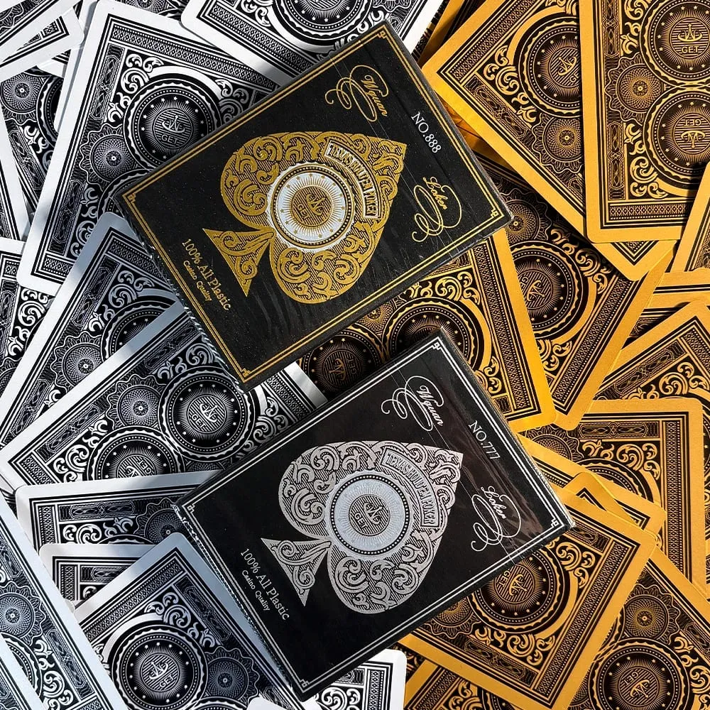 Cartas de jogo de pôquer duráveis, à prova d'água, de plástico pvc, borda dourada, prateada, grande personagem, baralho de cartas para festas
