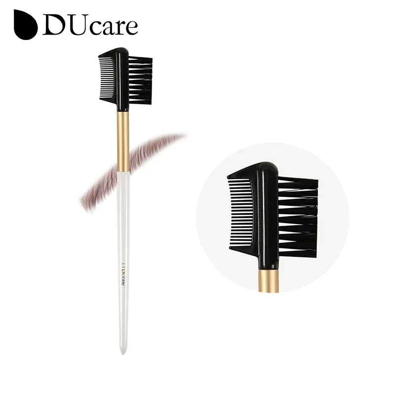 Ducare escova de sobrancelha, pente de cílios, pincéis de maquiagem, escova angular de ponta dupla, conjunto de pincéis de sobrancelha 2 em 1, ferramenta de maquiagem
