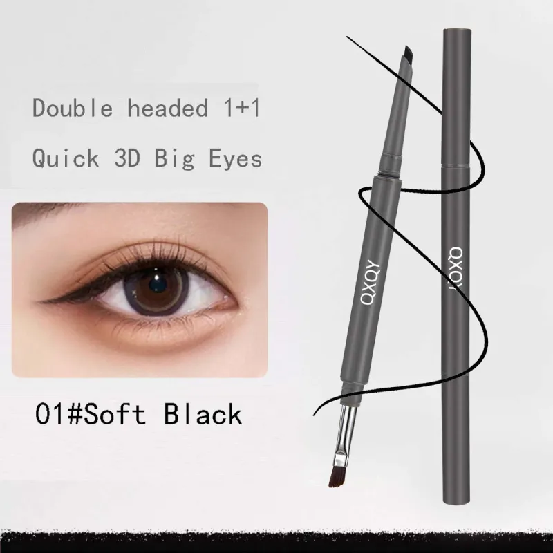 Delineador em gel de cabeça dupla, fácil de colorir, suave e à prova d'água, à prova de suor, marrom escuro, contorno de olhos, cosméticos, 1 peça — image 9