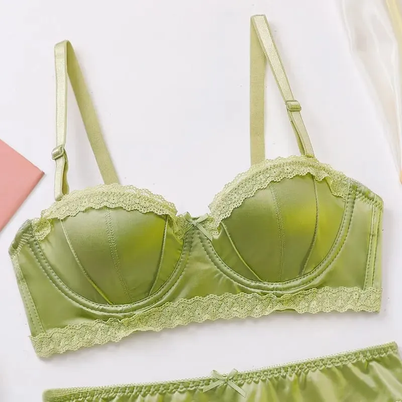 Luxo francês minimizador sutiã cetim renda fina copo macio underwire uplift centralização anti-flacidez sólido conforto suporte elegante feminino