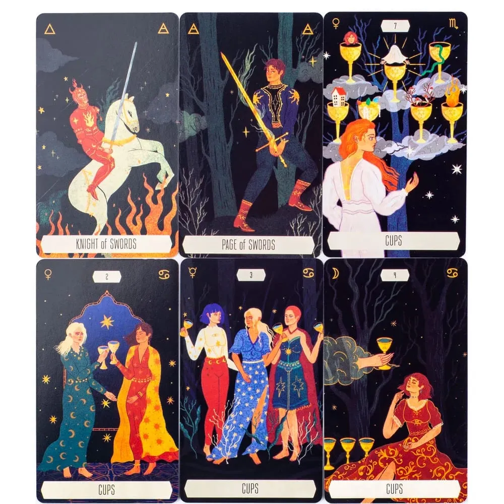 Baralho de tarô do zodíaco com 78 cartas, caminho divinatório sob as estrelas, jogo de tabuleiro envolvente para reunião familiar, 10,3 x 6 cm