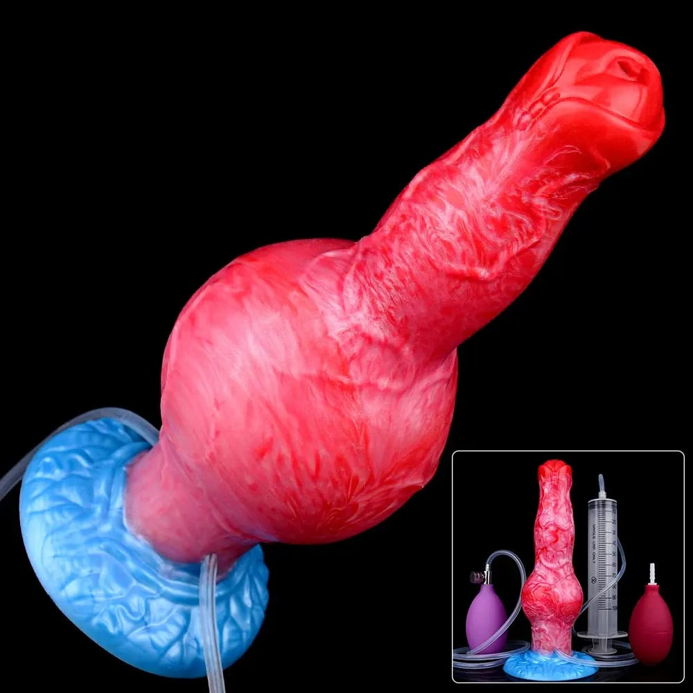 Ejaculação anal plug cão/lobo vibrador inflável grande nó pênis com função de esguicho forte otário brinquedo sexual para mulher — image 1