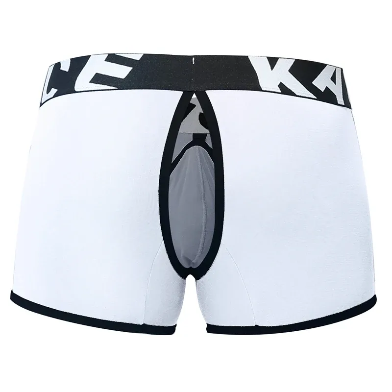 Mens Sexy Boxer Underwear Open Back Underpants Removable U Convex Pouch Panties Middle Waist Knickers