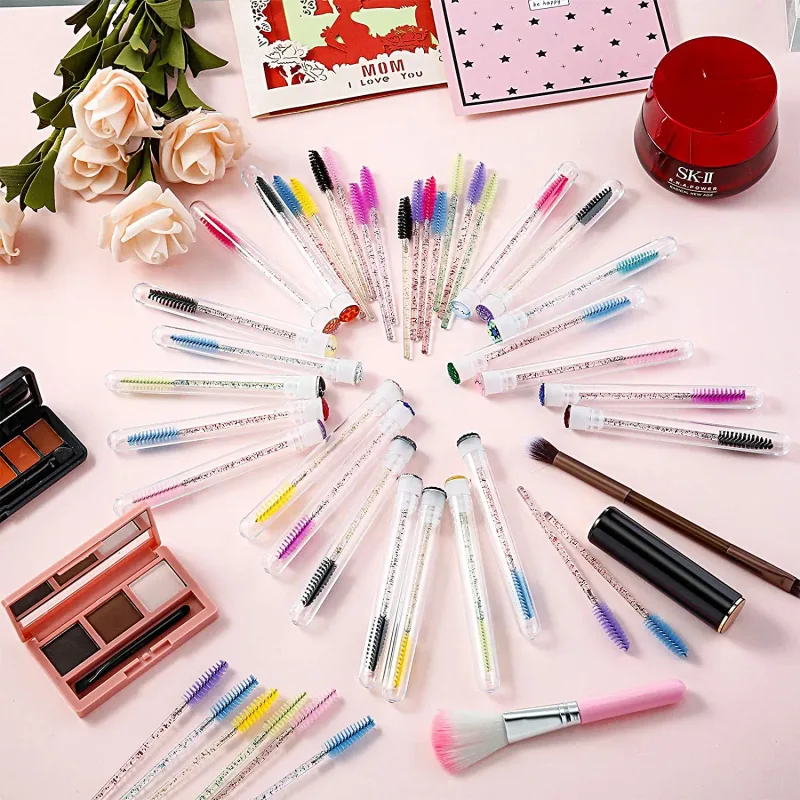 50/100 Viên Có Thể Tái Sử Dụng Lông Mi Bàn Chải Ống Cho Cây Nối Mi Dùng Một Lần Mascara Hoa Dây Chải Lông Mày Applicator Lông Mi Bàn Chải
