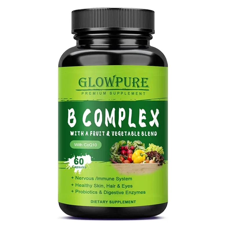 Vitaminas do Complexo B para Sistema Nervoso e Energia - Apoia a Imunidade, Saúde do Coração, Cabelo, Pele e Unhas