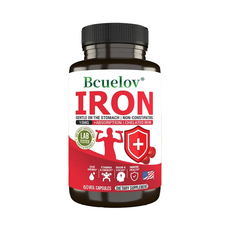 Bcuelov Iron Supplement 15 Mg Chelated Fast Absorption Gentle Non-Constipating - Anemia