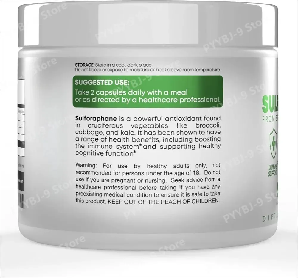 5 000mcg Sulforafano de extrato de semente de brócolis cápsulas veganas com suporte imunológico mirosinase 2 cápsulas servindo 60 contagens