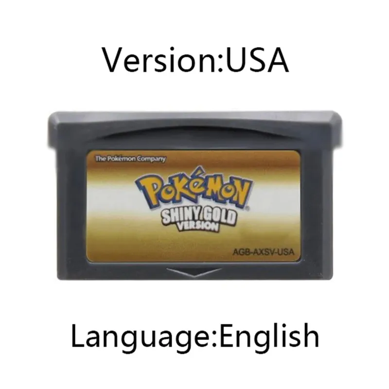 GBA Pokemon Game Cartridge 32-Bit Video Game Console Card AshGray Liquid Crystal Light Platinum Moemon Emerald English Language