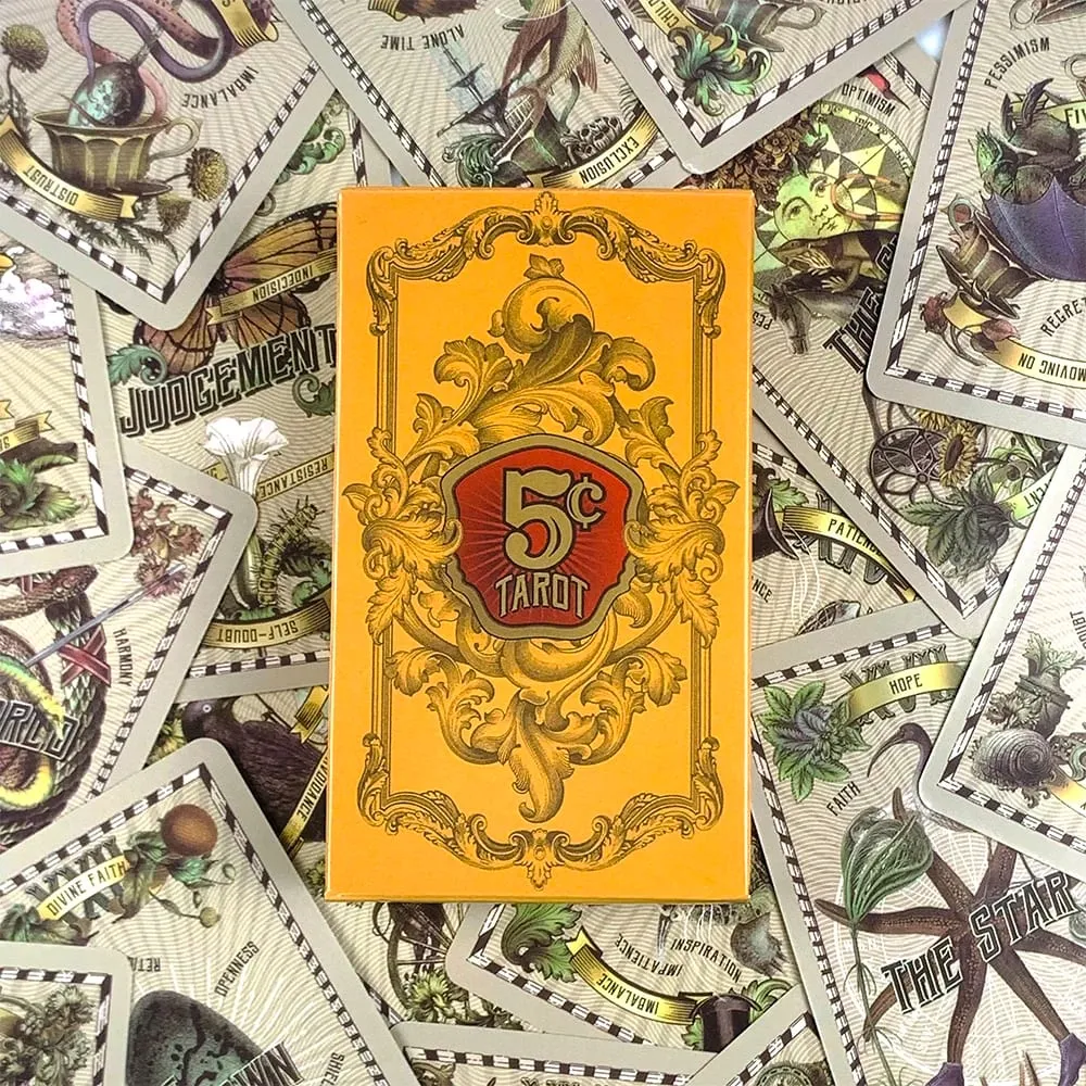 Cartas de tarô 5 cent, 78 peças, vintage, retrô, baralho de tarô, adivinhação, jogo de cartas para iniciantes, leitura de tarô