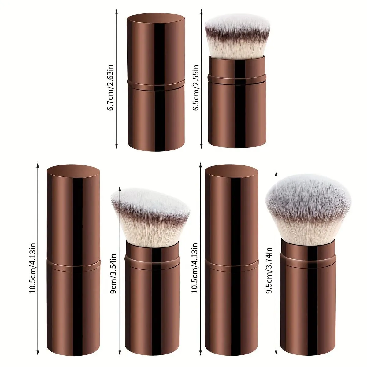 3 pçs pincéis de maquiagem profissional extensível rosto blush pó fundação escovas sintéticas macias para cosméticos líquidos