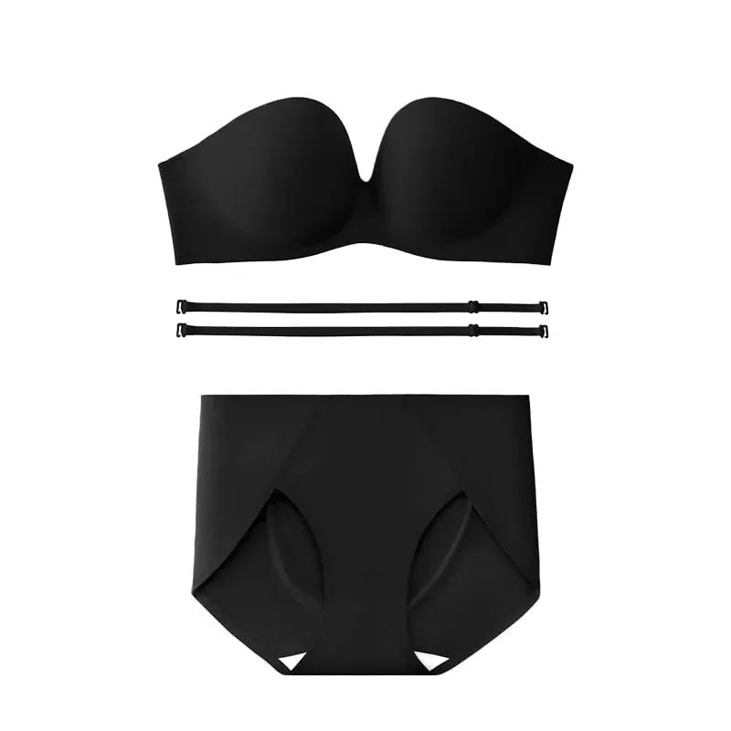 Summer Strapless Bra Set for Women Sexy Wireless Seamless Push Up Invisible Bras Tube Tops Female Underwear MX266+N194