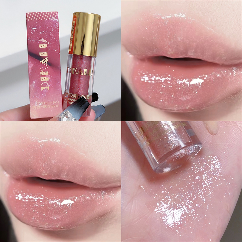 Pérola diamante brilho labial esmalte de longa duração hidratante brilho labial matiz óleo espelho de maquiagem água luz batons líquidos