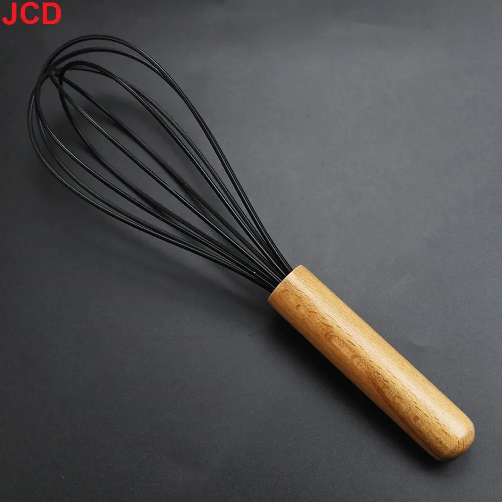 JCD矽膠打蛋器攪拌器木柄廚房手動打蛋器小工具廚房工具烘焙配件