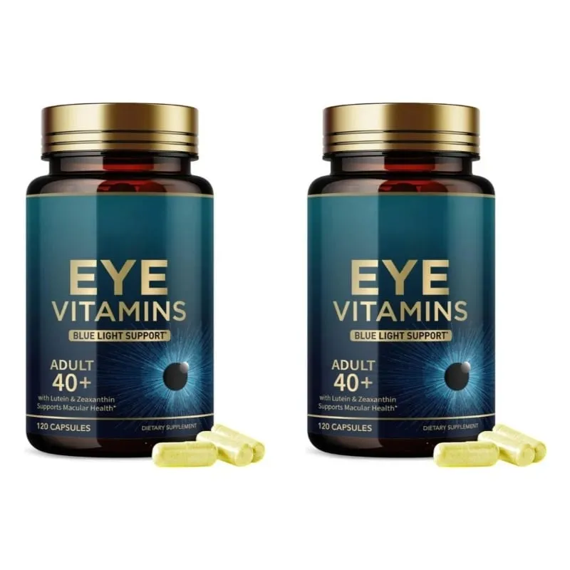 Cápsulas de vitaminas para os olhos, suporte de luz azul com luteína e zeaxantina para mais de 40 cápsulas de suporte à saúde macular para homens e mulheres 120 cápsulas