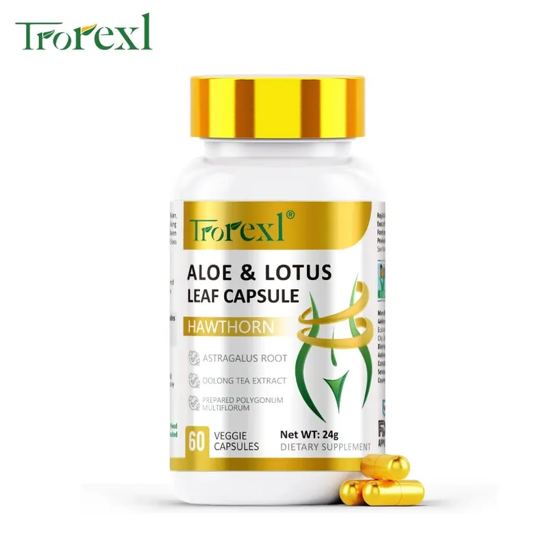 Cápsulas de folhas de aloe e lótus pílulas para barriga lisa supressor de apetite desintoxicação preserva magra