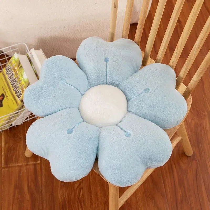 Almofada de pelúcia confortável em formato de flor de margarida - almofada decorativa fofa para cama e sofá tecido de poliéster macio