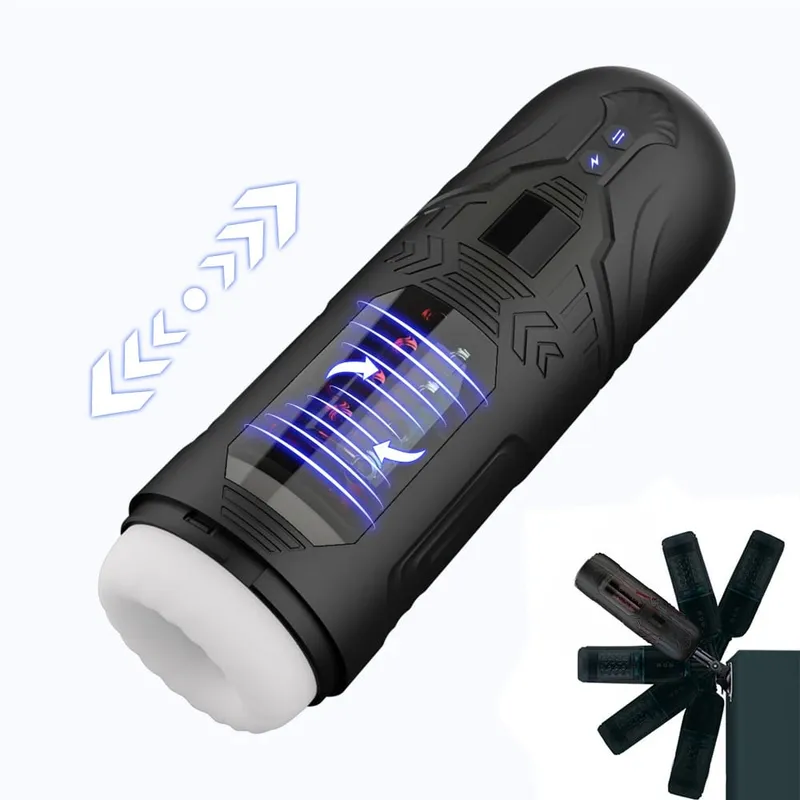 Masturbador automático para homens, rotação telescópica, copo de masturbação com alça, suporte para telefone, produtos adultos, brinquedo sexual para homens 18 +