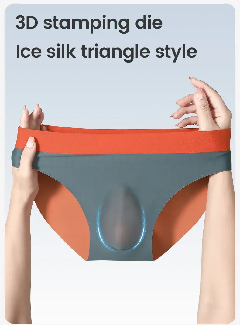 Roupa interior sem costura de seda gelo masculina 3d punch mold cuecas triangulares verão calças de fundo fino calções esportivos masculinos