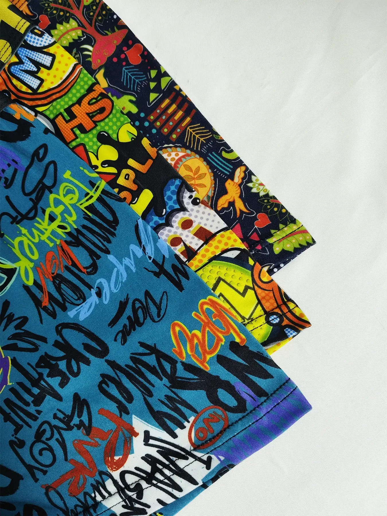 Shorts boxer masculino divertido estampado com grafite, conjunto aleatório de 5 peças, moderno, personalizado, confortável e respirável, calça de quatro cantos
