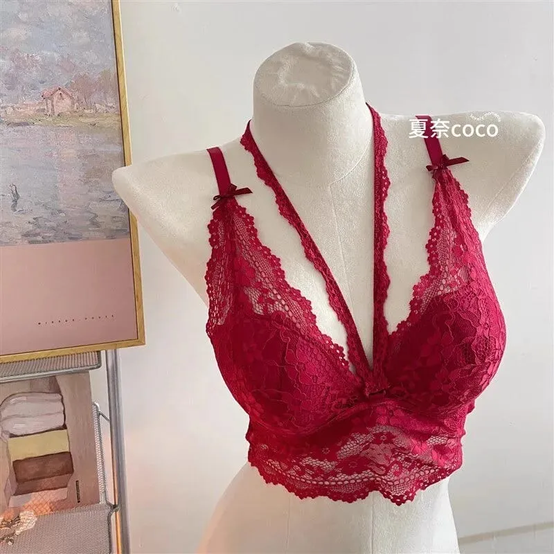 Renda francesa alça larga grosso superior camada de renda interna sem sutiã conjunto petite feminino pequeno busto conforto lingerie conjunto 32-38 s-xl