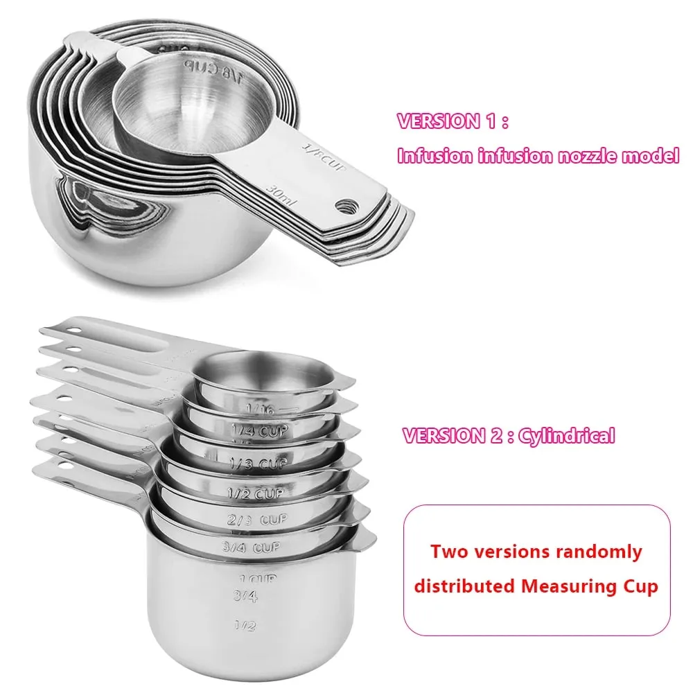 Conjunto de copos e colheres de medição de aço inoxidável, 14 peças com nivelador, ingredientes secos e líquidos, perfeitos para cozinhar e assar