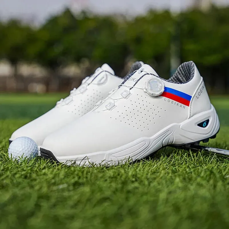 Sapatos de golfe masculinos | Fechamento com botão rápido | Tênis de golfe antiderrapantes e sem pontas