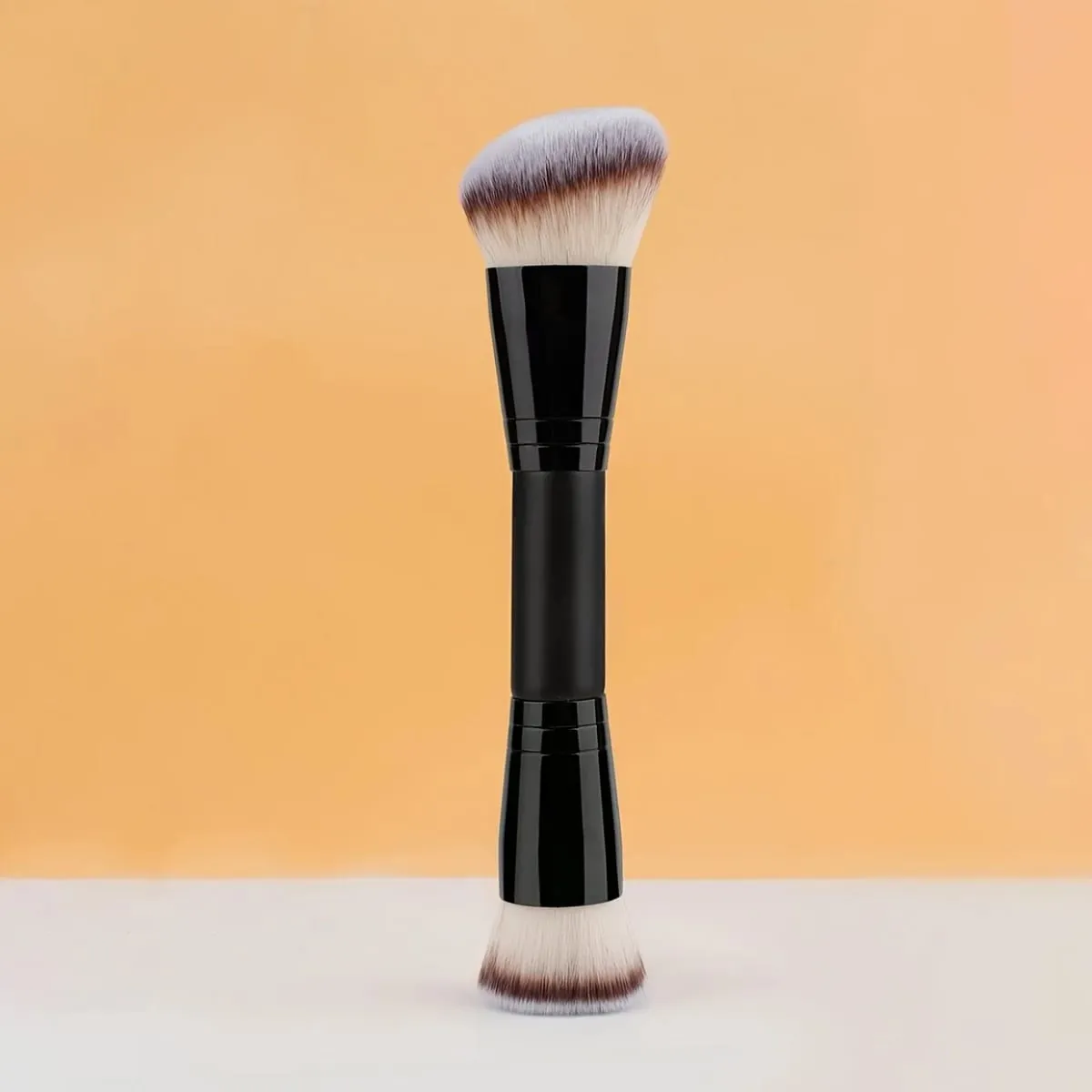 Pincel de maquiagem de ponta dupla, pincel de base plana para contorno em ângulo, para base de creme BB, mistura perfeita, contorno oculto