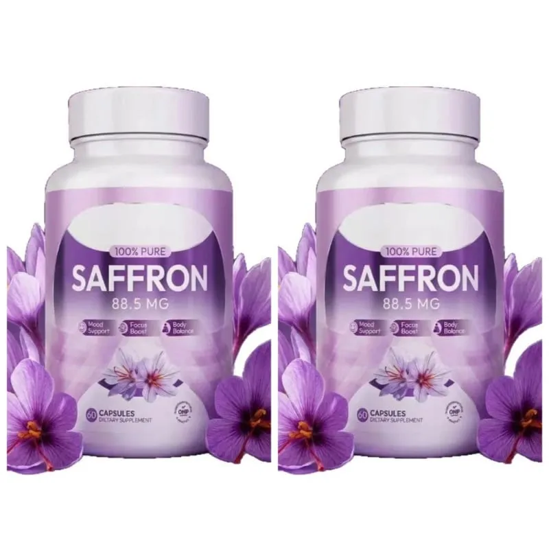 Cápsulas de açafrão 100%, 88,5mg, crocus sativus l, extrato de flor com crocin, extrato de planta natural, suplemento diário de saúde