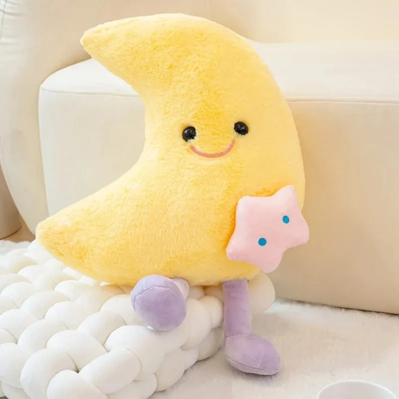 Adorável sorriso lua e nuvem travesseiro de pelúcia confortável sofá almofada pelúcia boneca macia casa decoração do carro presente