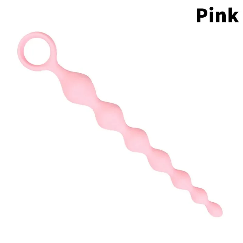 [NM]1Pc Beads Soft Anal Plug 7 Balls Silicone G-Spot Stimulating Butt Plugs Anal Stimulation Pull Bead Dildo Deep Anal Sex Toy