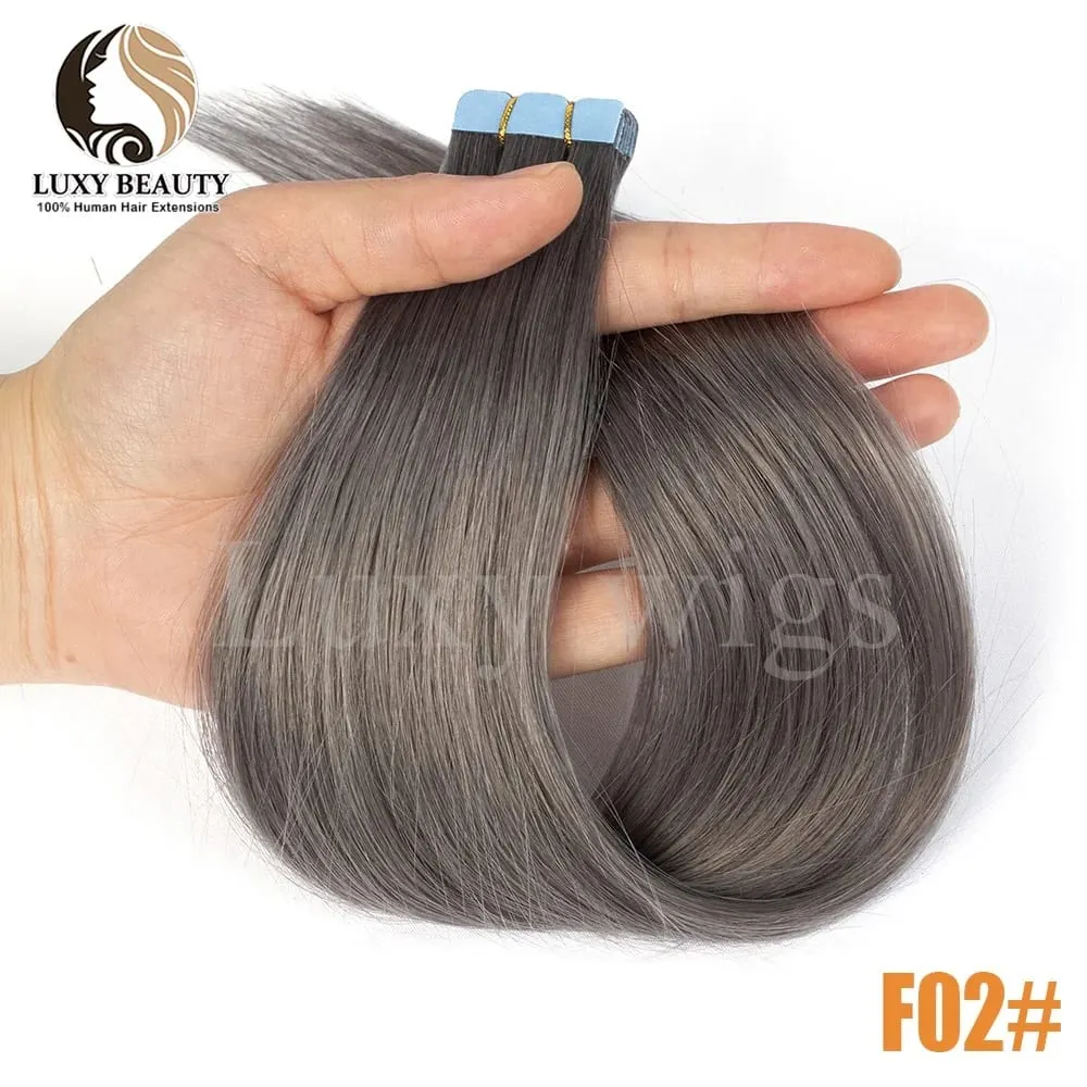 Colored Pink Mini Tape in Human Hair Extensions Invisible Seamless Tape in Hair 10pcs Pink Red Green Purple Blue Mini Tape Hair