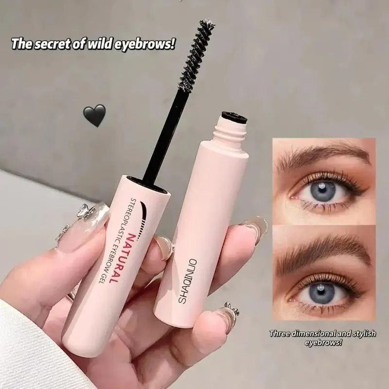 Gel de sobrancelha de cabeça dupla, gel fixo líquido à prova d'água, à prova de suor, reparação de sobrancelhas, gel de maquiagem para sobrancelhas