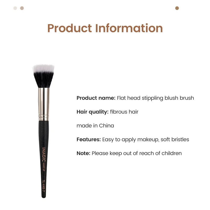 Pincel de blush único, pó solto, contorno, iluminador, ferramenta de maquiagem de cabelo de fibra macia, pincéis de beleza profissionais