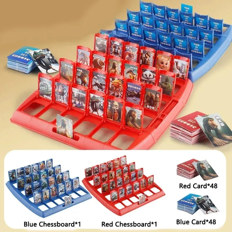 Adivinhe quem eu sou jogo de tabuleiro 2 jogadores jogo de cartas de personagem interativo bandeja portátil jogo de quebra-cabeça festa de família jogo de mesa