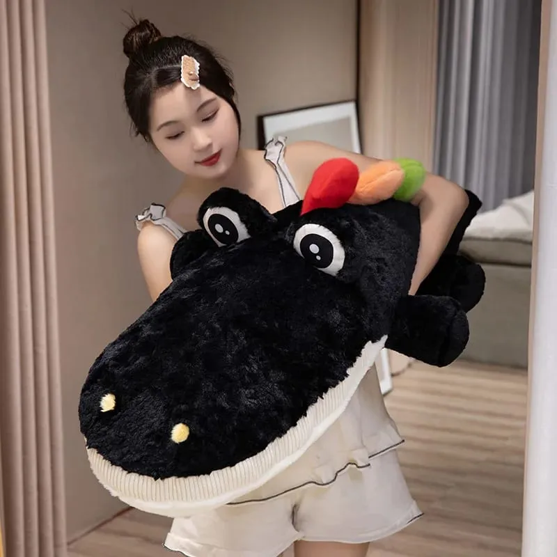 55/75cm bonito deitado crocodilo pelúcia travesseiro postura propensa jacaré almofada de pelúcia sofá cama nap brinquedo de pelúcia decoração para casa presente