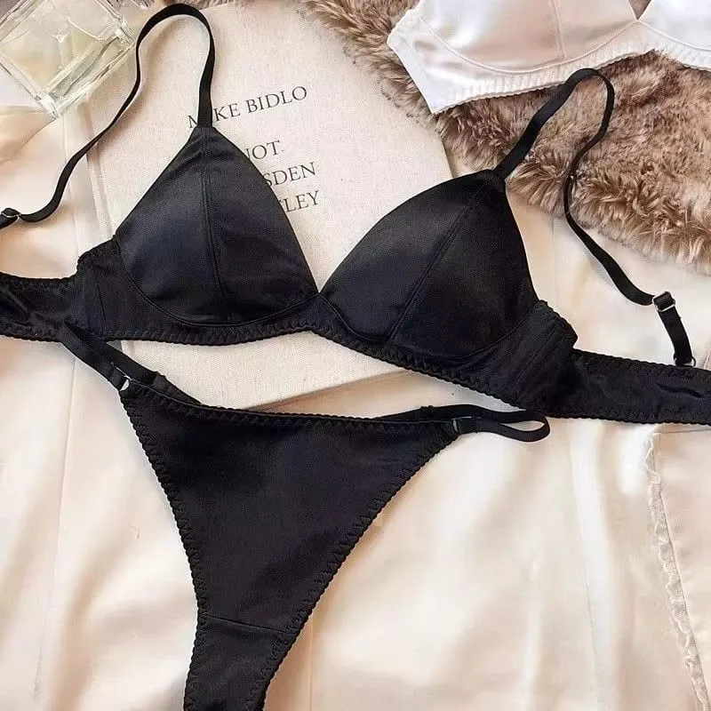 2025 French Triangle Cup Bra Comfortable Underwired Small Chest Sexy Top Support Anti-Sag lingeries sexy hot Thin Glossy Bra
