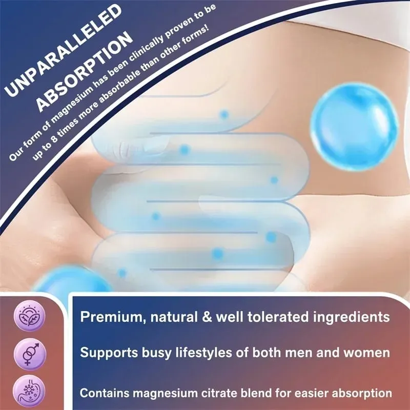 Magnesium Complex Capsules - Promotes Bone Heart and Muscle Health Soothes Nerves Boosts Natural Energy Improves Immunity
