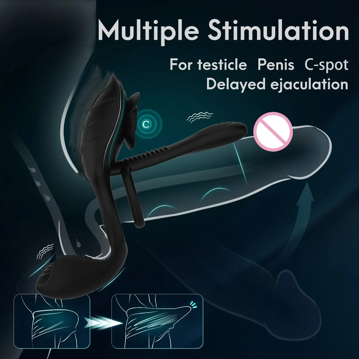 Anel peniano vibratório para homens, retardador de ejaculação, pênis erétil masculino, ponto g, clitóris, estimulador anal, brinquedo sexual adulto para casais